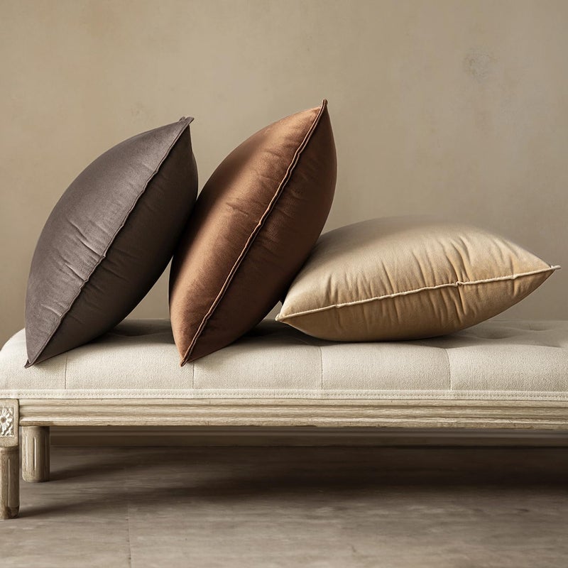 MIULEE Pack of 2 Decorative Velvet Throw Pillow Cover Soft Pillow Cover Soild Square Cushion Case for Sofa Bedroom Car 18x 18 Inch Dark Coffee 45x 45cm Dark Coffee - Image 5